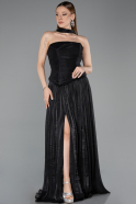 Abschlusskleid Lang Chiffon Schwarz ABU5957
