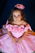Abendkleid für Kinder Kurz Satin Rosa ABK2573