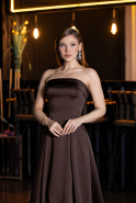 Abendkleid Lang Satin Braun ABU5932