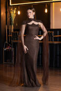 Abendkleid Lang Spitze Braun ABU5941