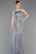 Abendkleid im Meerjungfrau-Stil Lang Silber ABU5939