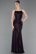 Abendkleid im Meerjungfrau-Stil Lang Violett dunkel ABU5939