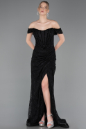 Abendkleid Lang Spitze Schwarz ABU5973