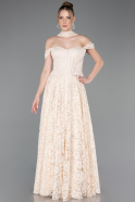 Abendkleid Lang Spitze Beige ABU5942