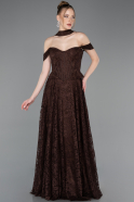 Abendkleid Lang Spitze Braun ABU5942