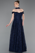 Abendkleid Lang Spitze Marineblau ABU5942