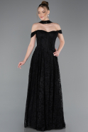 Abendkleid Lang Spitze Schwarz ABU5942