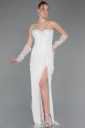 Weiß Abendkleid Spitze Lang ABU5770