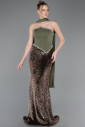 Khaki Abendkleid İm Meerjungfrau-Stil Schuppig Lang ABU5703