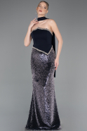 Marineblau Abendkleid İm Meerjungfrau-Stil Schuppig Lang ABU5703