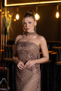 Abendkleid Lang Perlenbesetzt Kupfer ABU5438