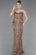 Abendkleid im Meerjungfrau-Stil Lang Schuppig Kupfer ABU5982