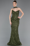Abendkleid im Meerjungfrau-Stil Lang Schuppig Khaki ABU5982