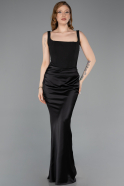 Abschlusskleid Lang Satin Schwarz ABU5990