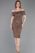 Partykleid Midi Perlenbesetzt Kupfer ABK2592