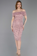 Partykleid Midi Perlenbesetzt Puder ABK2592