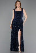 Abendkleid Lang Schuppig Marineblau ABU5986