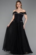 Abendkleid Lang Spitze Schwarz ABU5996