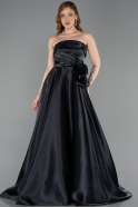 Standesamtkleid Lang Satin Schwarz ABU5998