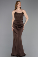 Abendkleid Lang Satin Braun ABU6000
