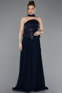 Abendkleid Lang Chiffon Marineblau ABU6011