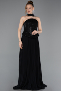 Abendkleid Lang Chiffon Schwarz ABU6011