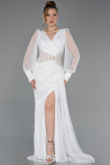 Standesamtkleid Lang Spitze Weiß ABU6016