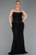 Abendkleid in Übergröße Lang Spitze Schwarz ABU5994