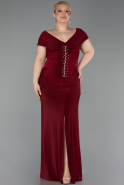 Abendkleid in Übergröße Lang Weinrot ABU5900