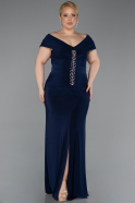 Abendkleid in Übergröße Lang Marineblau ABU5900