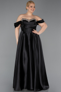 Abendkleid in Übergröße Lang Satin Schwarz ABU5726