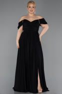 Abendgarderobe in Großen Größen Lang Chiffon Schwarz ABU3738