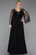 Schwarz Abendkleid İn Übergröße Chiffon Lang ABU5875