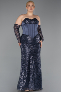 Abendkleid in Übergröße Lang Schuppig Anthrazit ABU5928