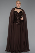 Abendkleid in Übergröße Lang Chiffon Braun ABU5940