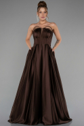 Braun Abschlusskleid Satin Lang ABU5105