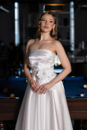 Standesamtkleid Lang Satin Weiß ABU5998