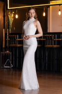 Abendkleid Lang Spitze Weiß ABU5987
