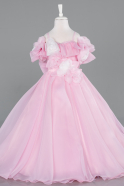 Brautkleid für Kinder Lang Satin Puder ABG182