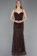 Standesamtkleid Lang Spitze Braun ABU6040