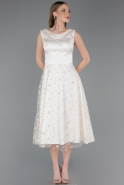 Abendkleid Midi Schuppig Weiß ABK2602