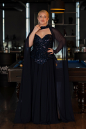 Abendkleid in Übergröße Lang Chiffon Marineblau ABU5940