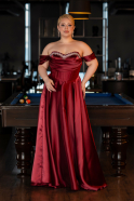 Weinrot Abendkleid İn Übergröße Satin Lang ABU5726