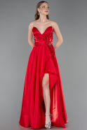 Abendkleid Lang Satin Rot ABU6049