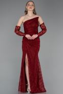 Abendkleid Lang Spitze Weinrot ABU6050