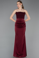 Abschlusskleid Lang Satin Weinrot ABU6061