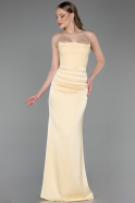 Abschlusskleid Lang Satin Gelb ABU6061