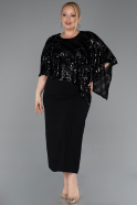Abendkleid in Übergröße Midi Schwarz ABK2609