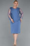 Indigo Abendkleid İn Übergröße Midi ABK2417
