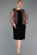 Schwarz-Kupfer Abendkleid İn Übergröße Midi ABK2417